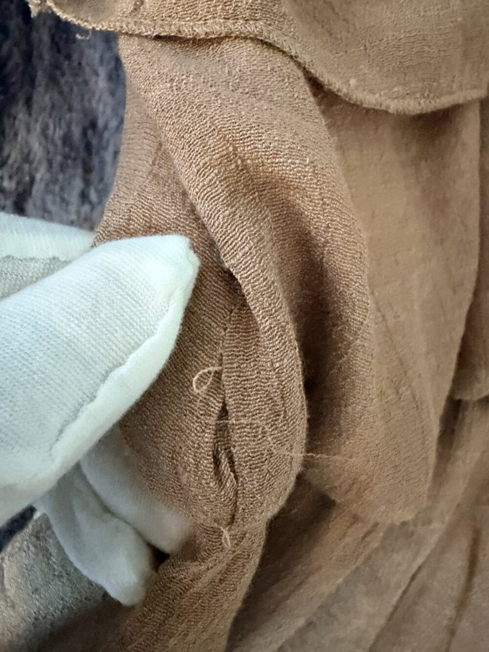 Studio W Tan Linen Blend Ruffle Dress 2X Boho Cottagecore Midi Resortwear Beach - Picture 6 of 10